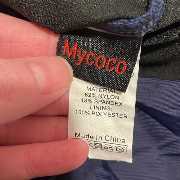 Mycoco Brand Women's Size 8 One Shoulder Ruched Ruffle Monokini Swimsuit Navy - Picture 3 of 6